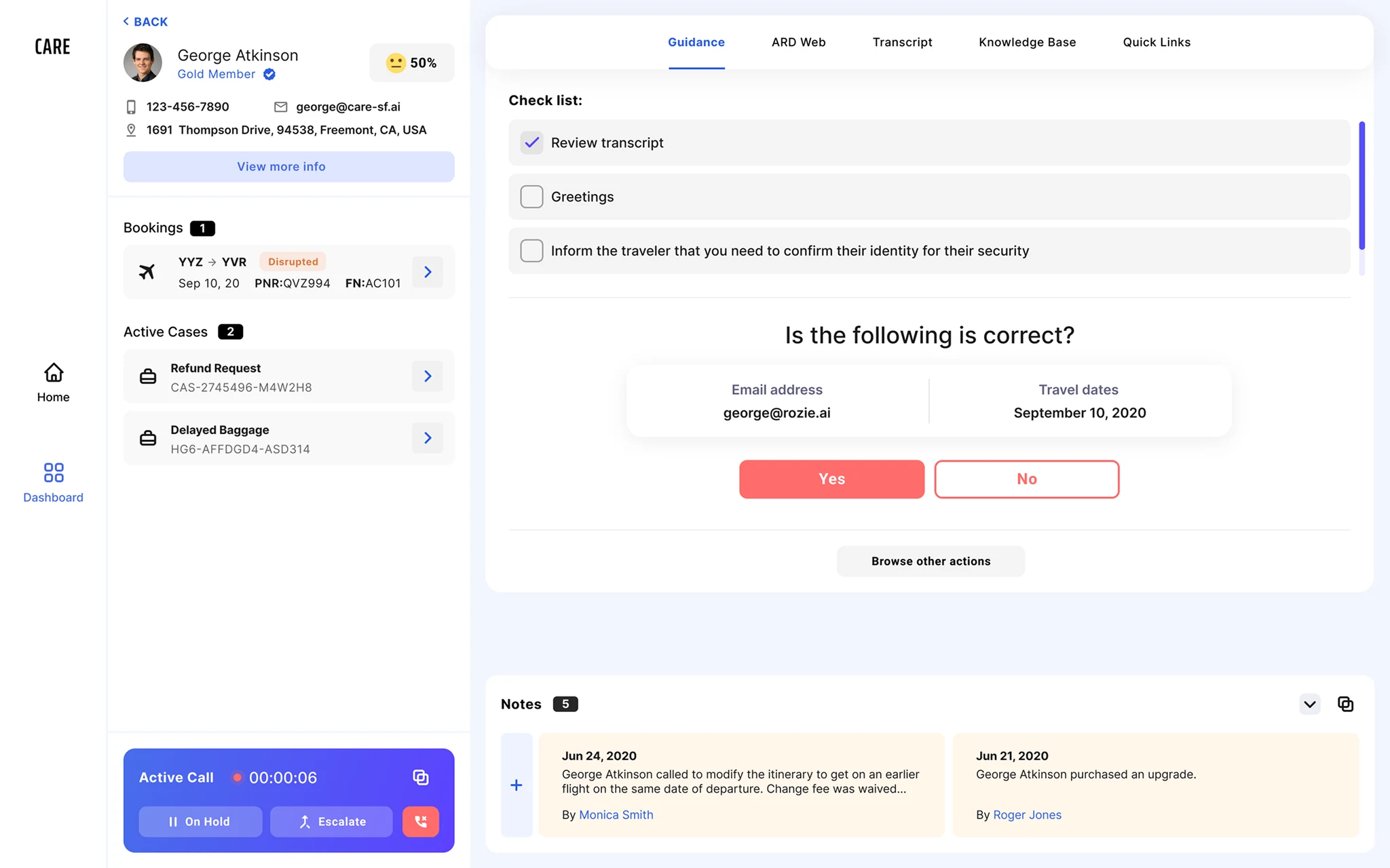 AI Guidance screen