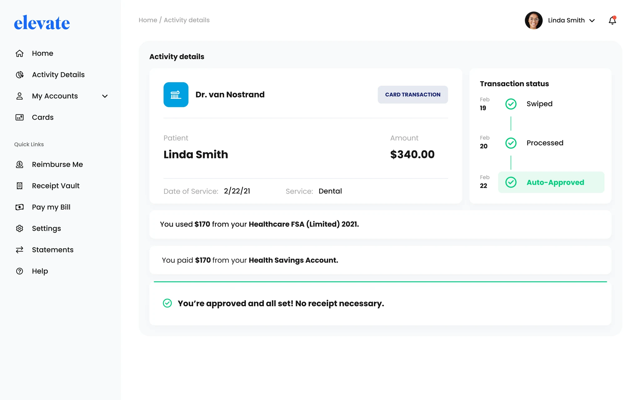 Transaction details screen