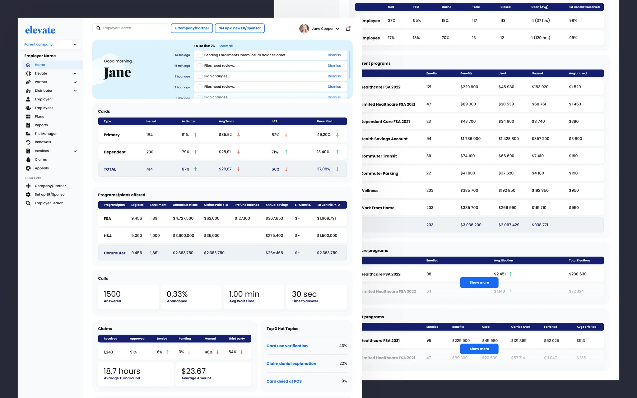 Admin console screen