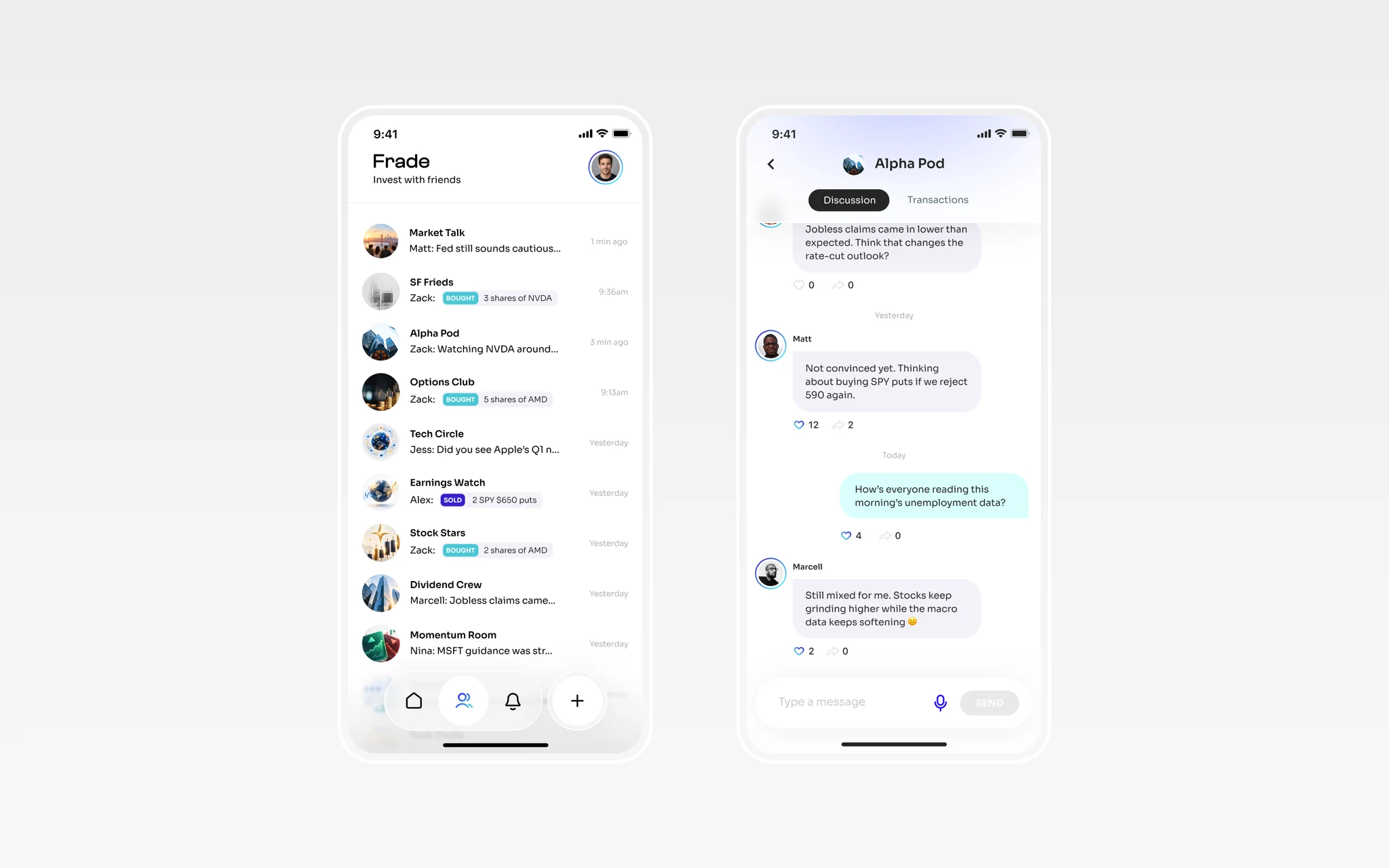 Groups screen