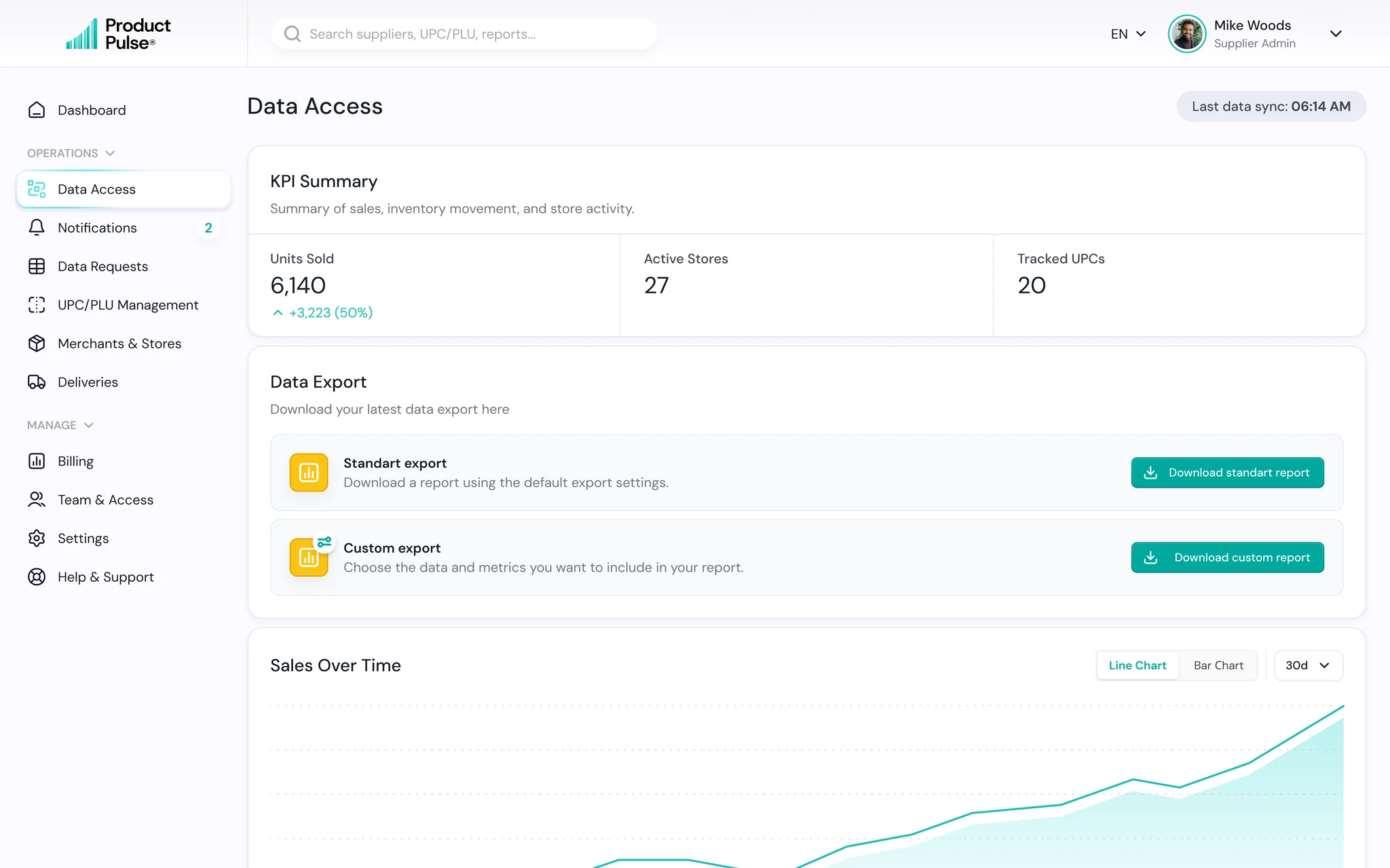 Data Access screen